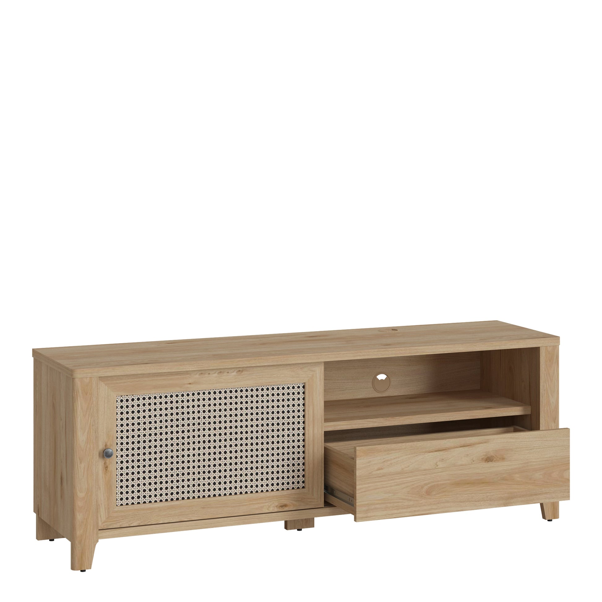 Cote | Furniture Cestino TV Unit 1 Door 1 Drawer, Oak - Rattan Cestino, TV Stands 4457075