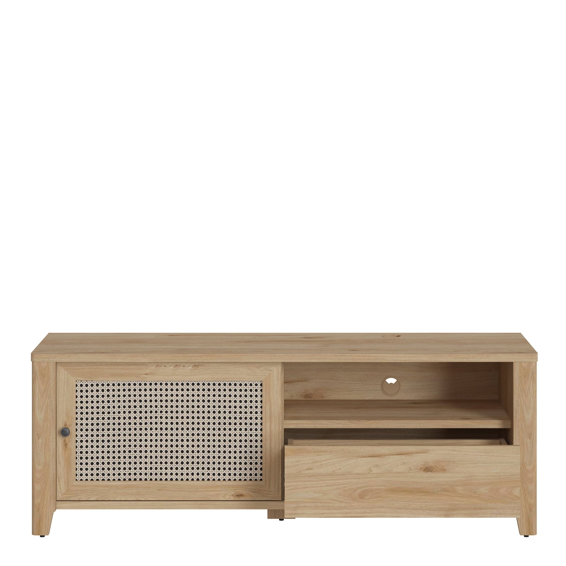 Cote | Furniture Cestino TV Unit 1 Door 1 Drawer, Oak - Rattan Cestino, TV Stands 4457075