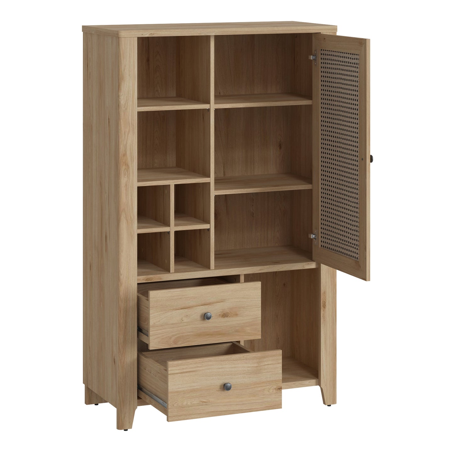 Cote | Furniture Cestino Cabinet 1 Door 2 Drawer, Oak - Rattan Cestino, Display Cabinets 4457275