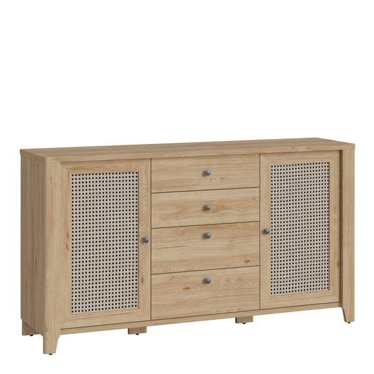 Cote | Furniture Cestino Chest of Drawers 2 Door 4 Drawer, Oak - Rattan Cestino, Sideboards 4457475