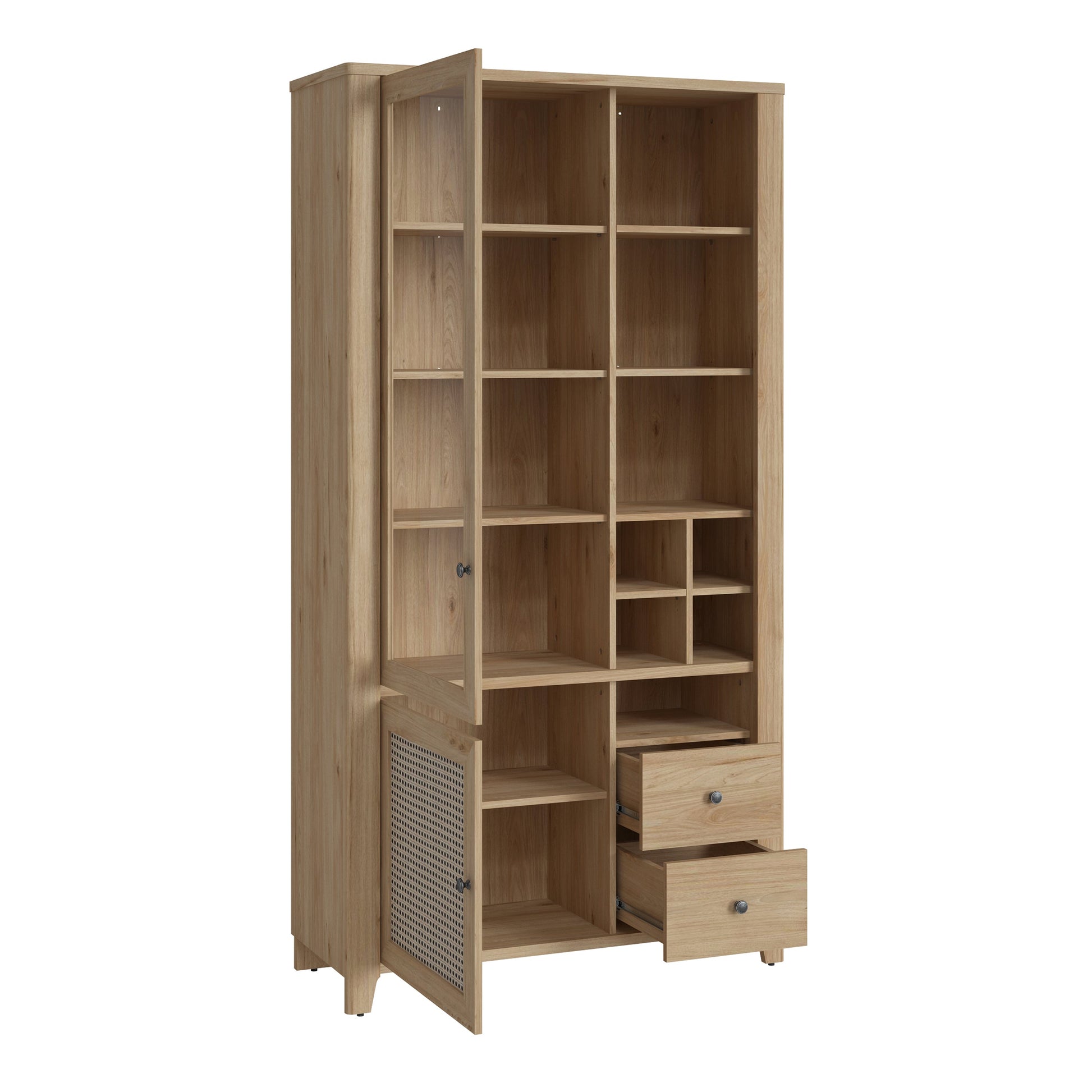 Cote | Furniture Cestino Display Cabinet 2 Door 2 Drawer, Oak - Rattan Cestino, Display Cabinets 4458075