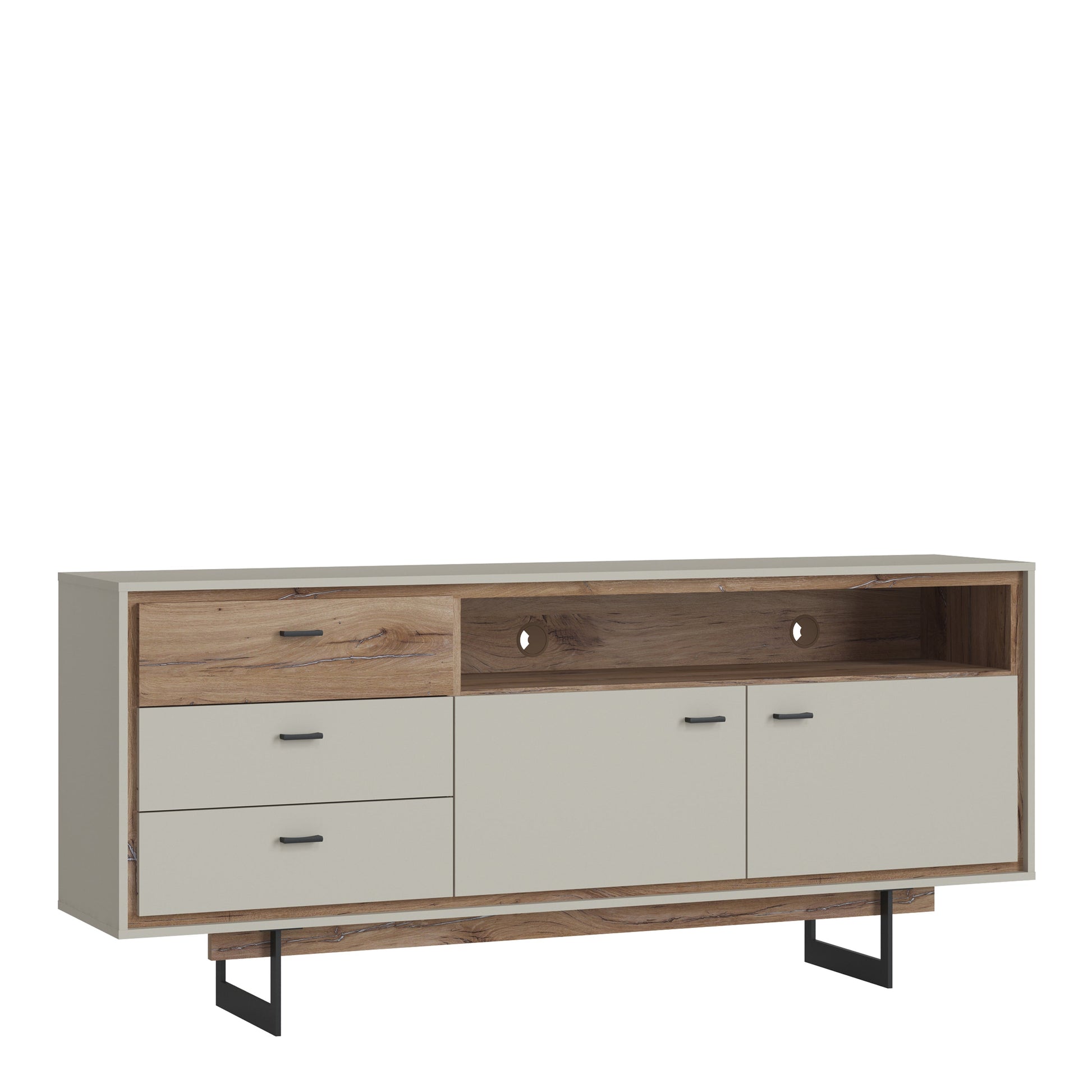 Cote | Furniture Rivero Sideboard, Open Shelf, 2 Door + 3 Drawer - Grey & Oak  Rivero, Sideboards 4465380