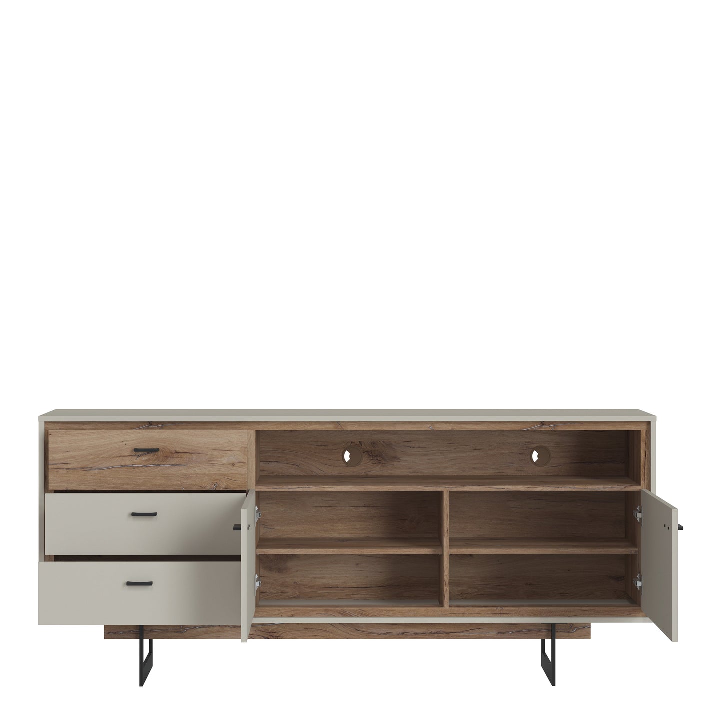 Cote | Furniture Rivero Sideboard, Open Shelf, 2 Door + 3 Drawer - Grey & Oak  Rivero, Sideboards 4465380