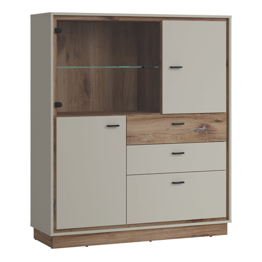 Cote | Furniture Rivero Display Cabinet, Low 3 Door + 3 Drawer - Grey & Oak Rivero, Display Cabinets 4465580