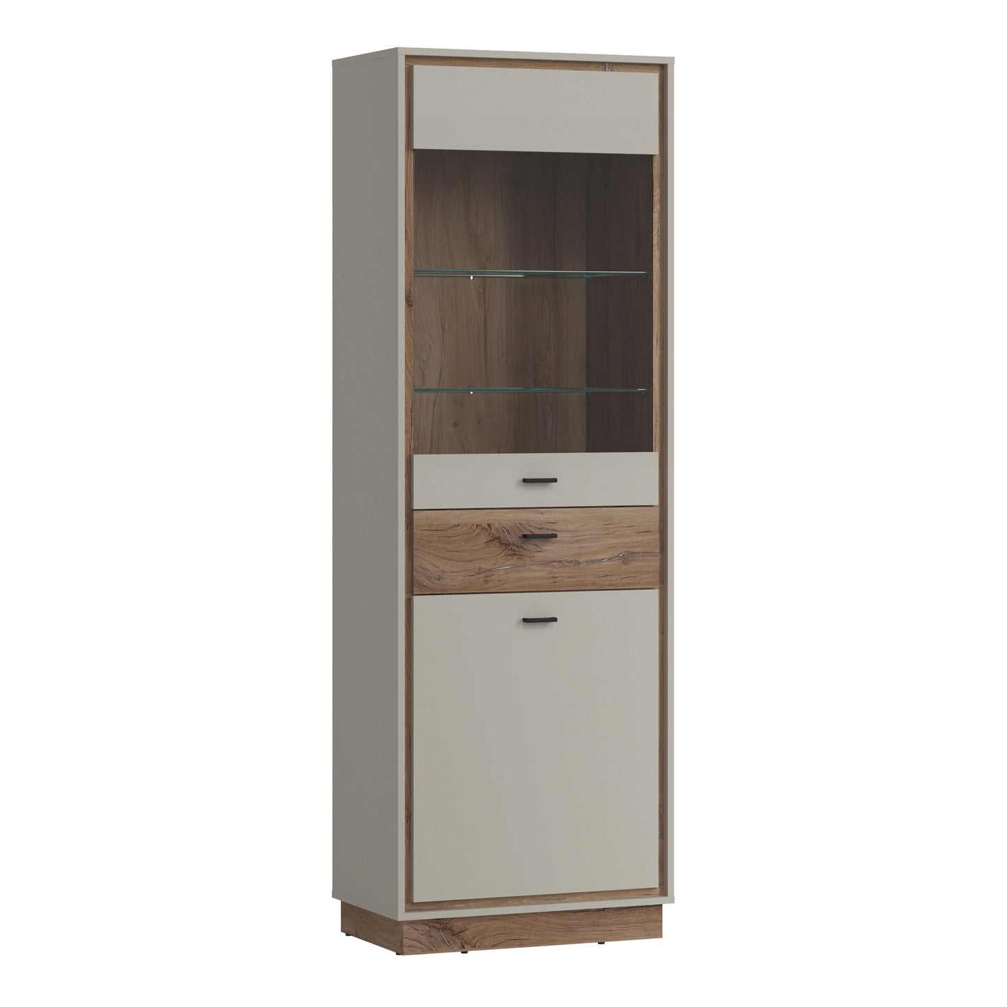 Cote | Furniture Rivero Display Cabinet - 2 Door + 1 Drawer - Grey & Oak Rivero, Display Cabinets 4465780