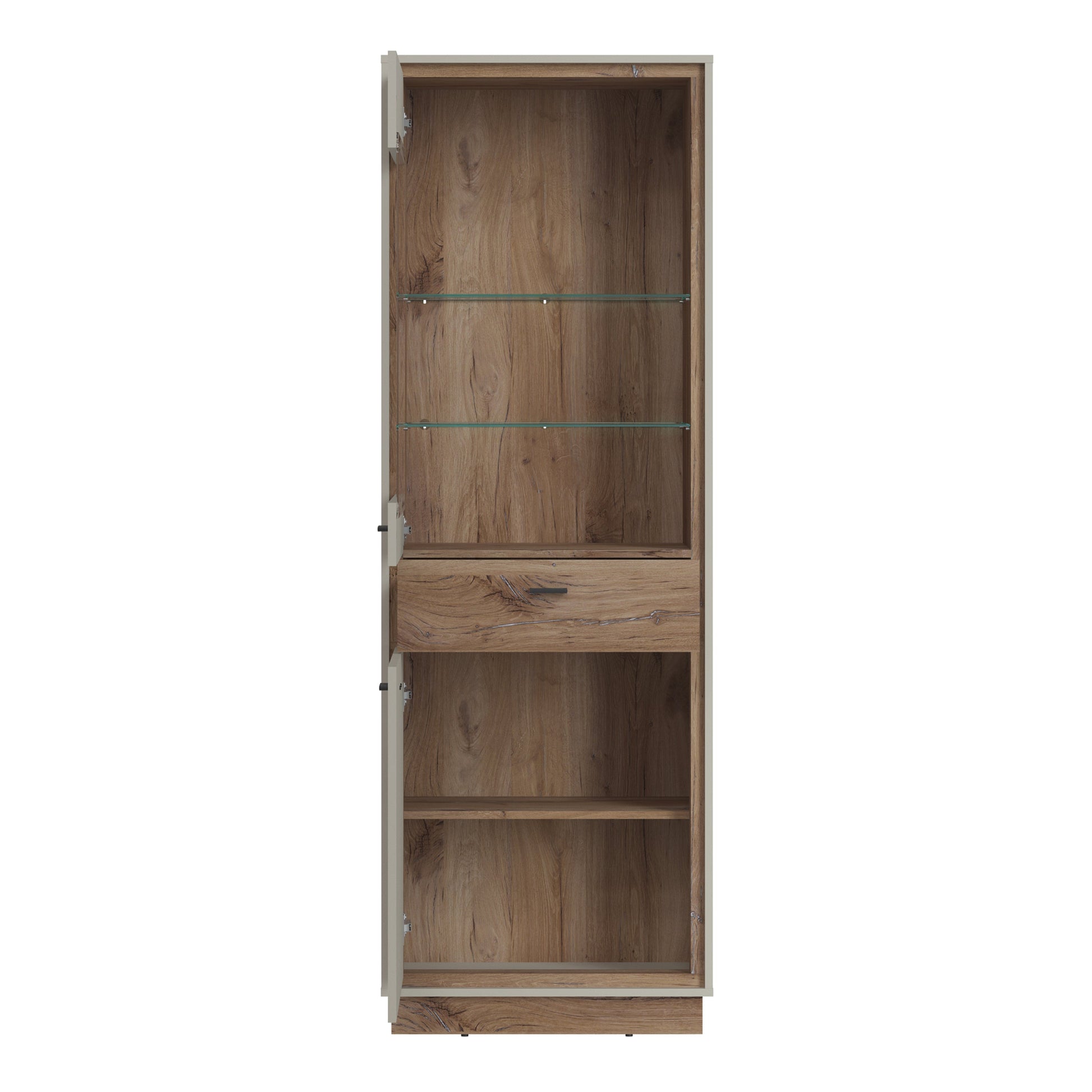 Cote | Furniture Rivero Display Cabinet - 2 Door + 1 Drawer - Grey & Oak Rivero, Display Cabinets 4465780