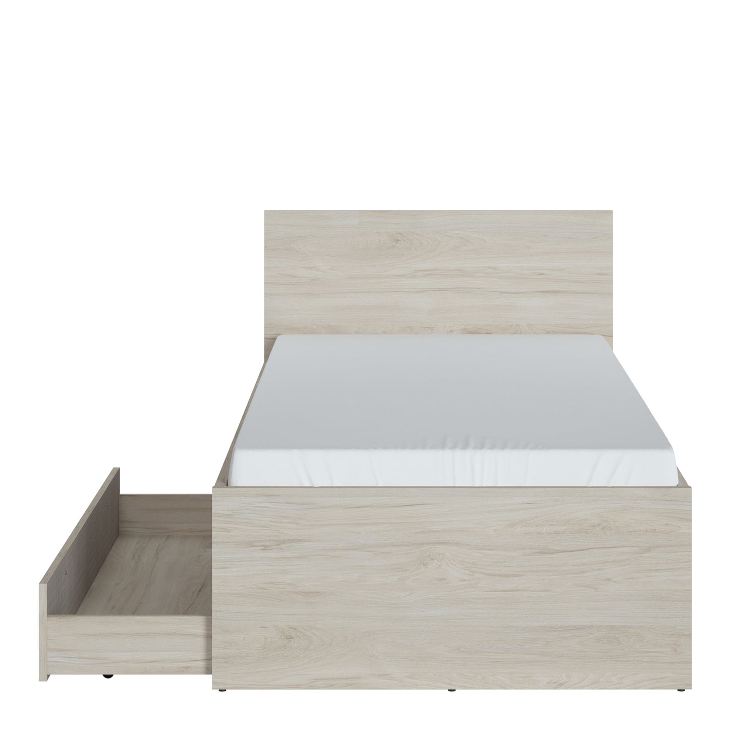 Cote | Furniture Denim Single Bed (90cm) with 1 Drawer in Grey Fabric - Light Walnut Denim, Beds 4476859