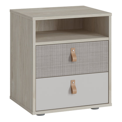 Cote | Furniture Denim Bedside Table 2 Drawer in Grey Fabric - Light Walnut Denim, Bedside Tables 4477859