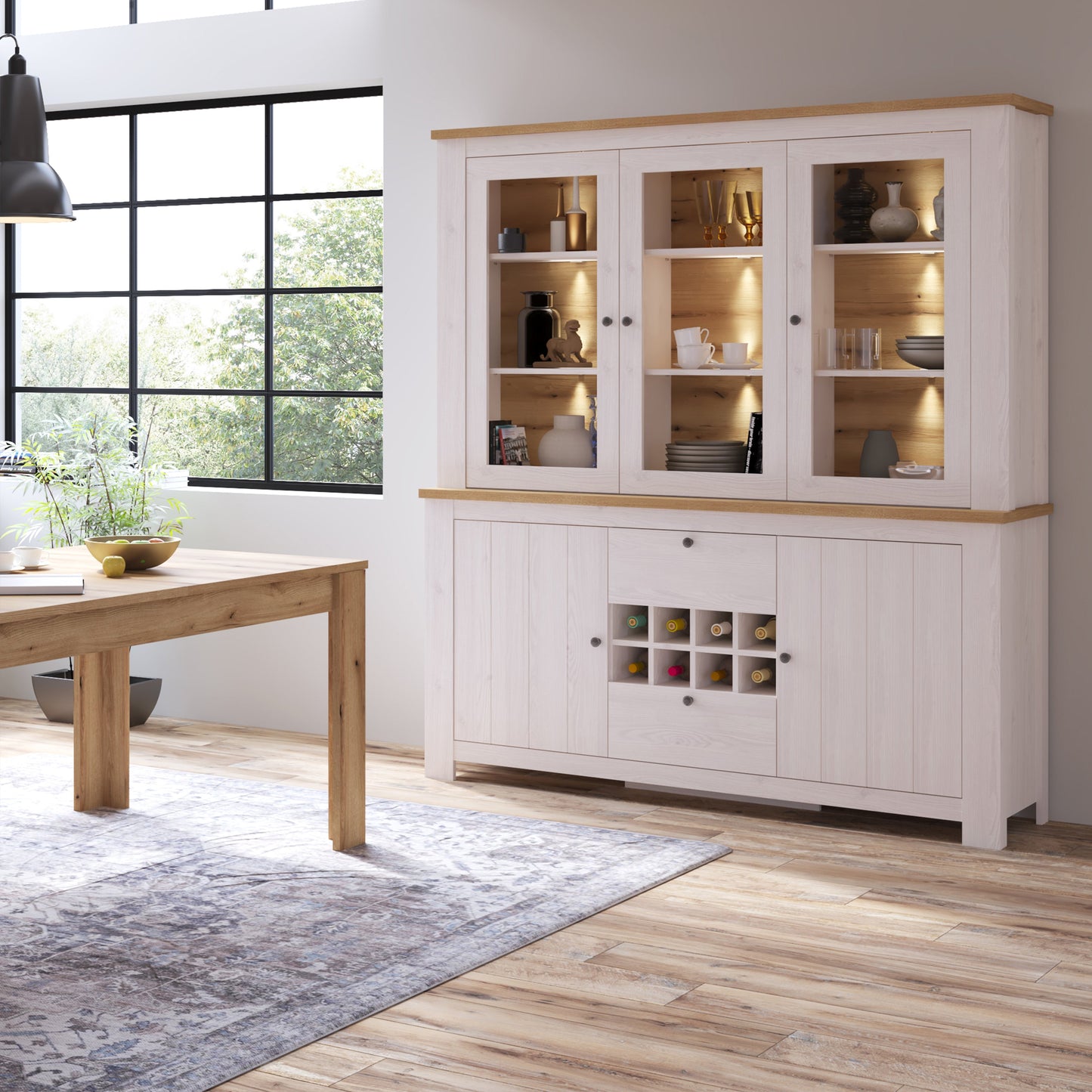 Cote | Furniture Celesto Display Top Unit 3 Door - White & Oak Celesto, Display Cabinets 4481854