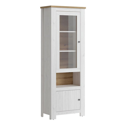 Cote | Furniture Celesto 2 Door Display Cabinet (Inc. 2x LED Lights) - White & Oak Celesto, Display Cabinets 4486754p1