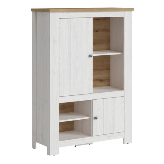 Cote | Furniture Celesto Display Cabinet 2 Door + 4 Shelves (Inc. 2x LED Lights) - White & Oak Celesto, Display Cabinets 4487154p1