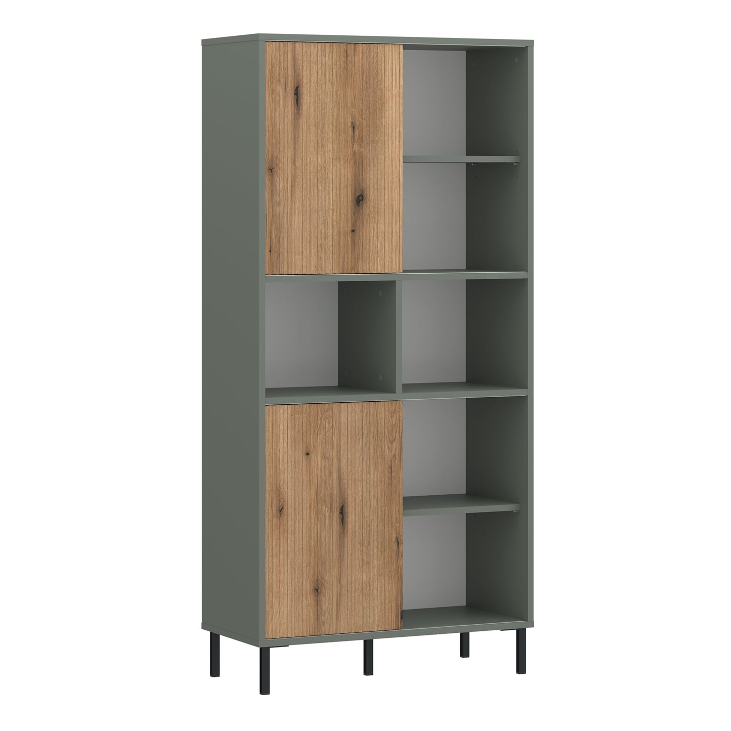 Cote | Furniture Darwin Bookcase, 2 Door - Green & Oak Darwin, Bookcases 4W615445