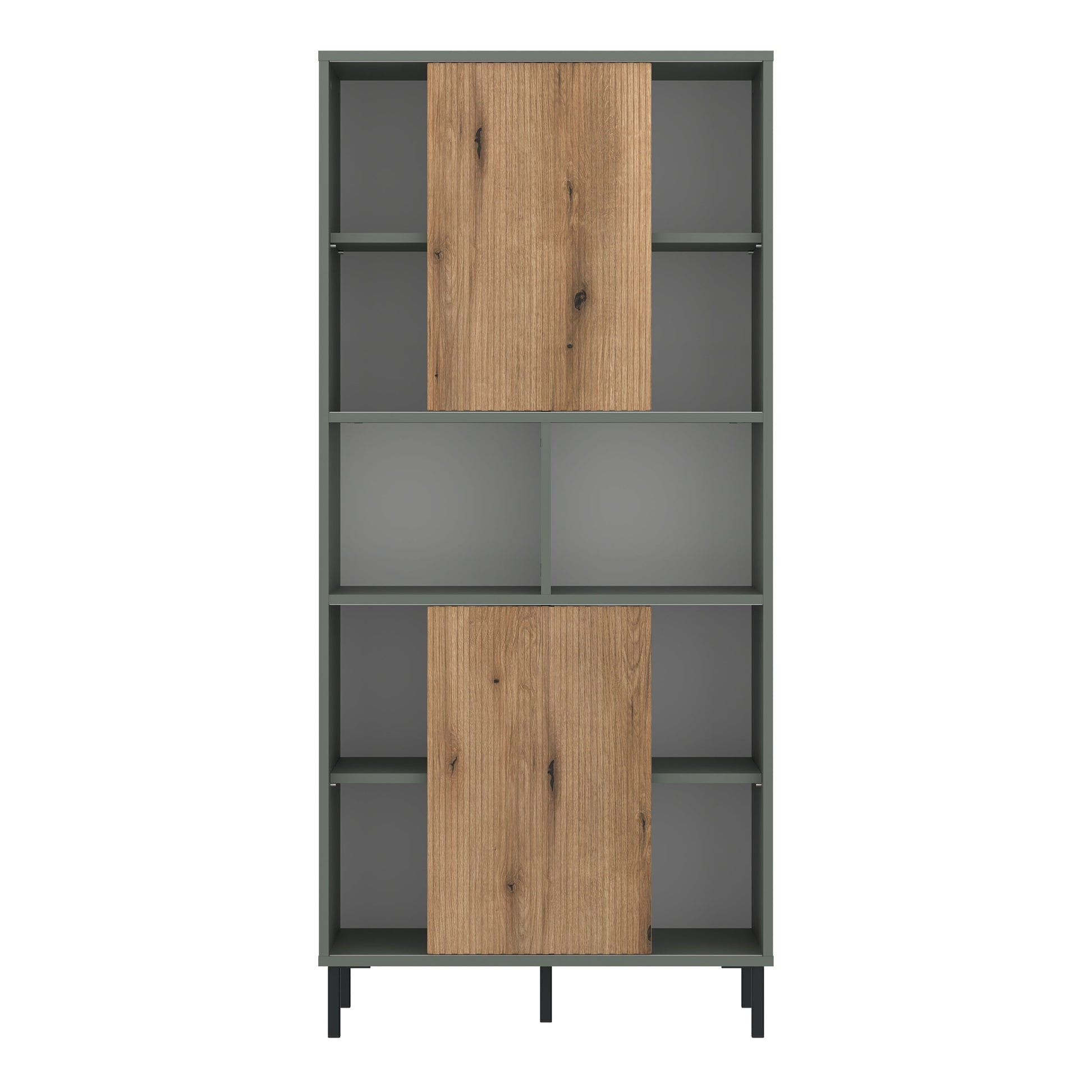 Cote | Furniture Darwin Bookcase, 2 Door - Green & Oak Darwin, Bookcases 4W615445