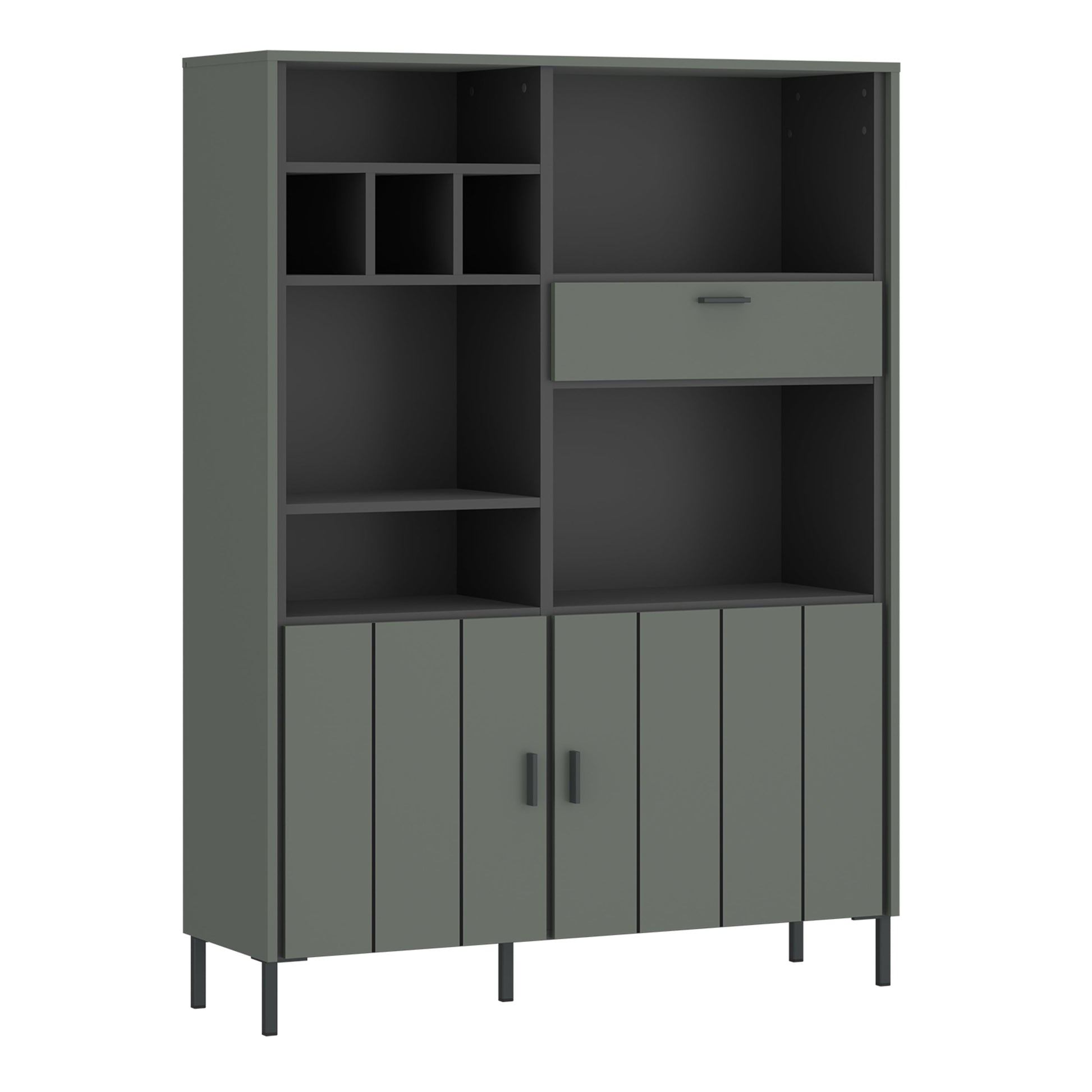 Cote | Furniture Arundel Bookcase, 2 Door + 1 Drawer - Green & Grey Arundel, Bookcases 4W616736