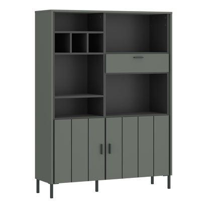 Cote | Furniture Arundel Bookcase, 2 Door + 1 Drawer - Green & Grey Arundel, Bookcases 4W616736