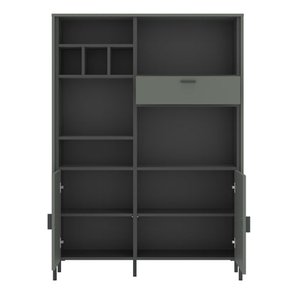 Cote | Furniture Arundel Bookcase, 2 Door + 1 Drawer - Green & Grey Arundel, Bookcases 4W616736