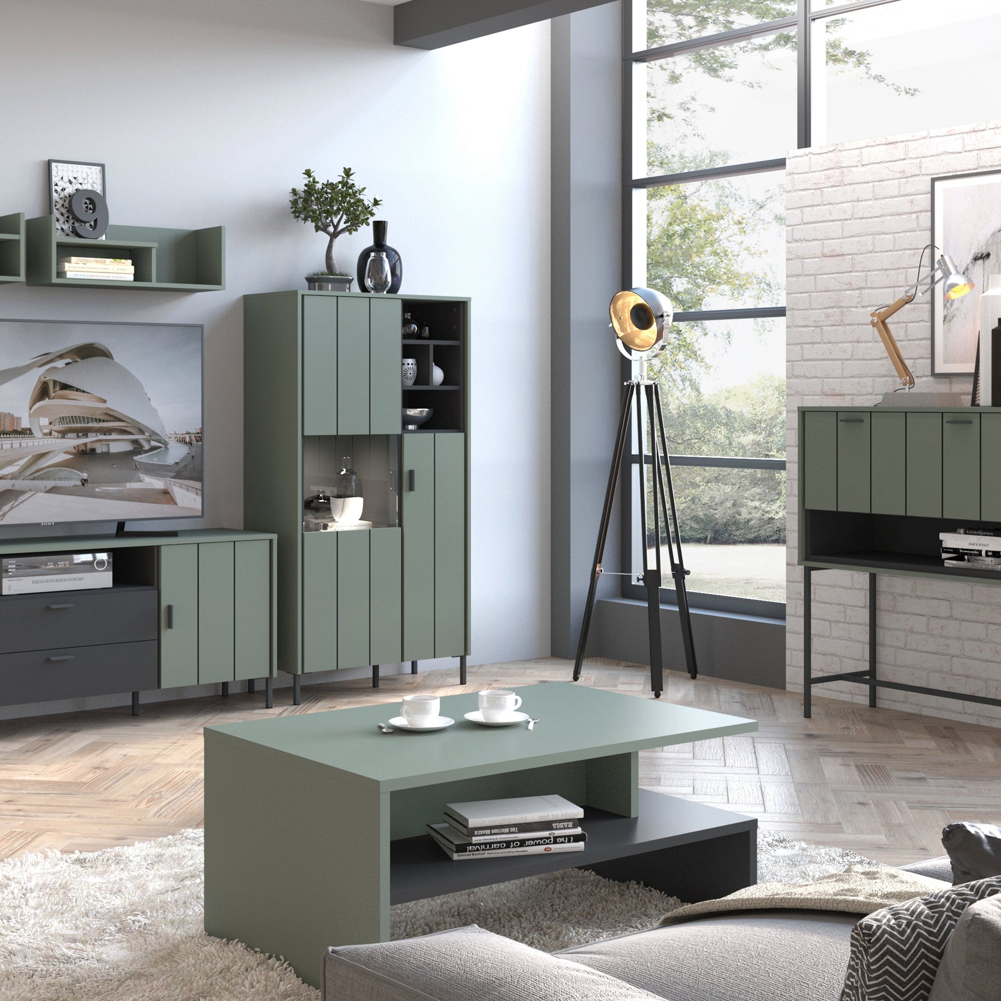 Cote | Furniture Arundel Diplay Cabinet, 2 Door - Green & Grey Arundel, Display Cabinets 4W616741