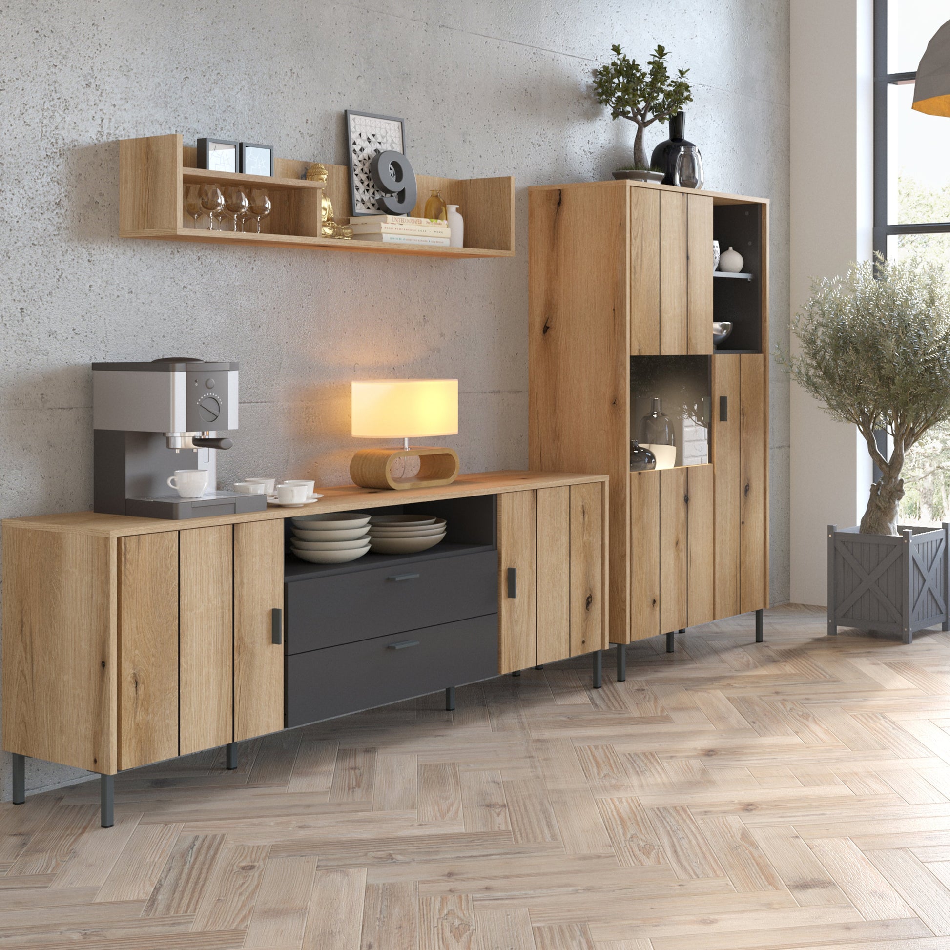 Cote | Furniture Arundel TV Unit, 2 Door + 2 Drawer 173cm Wide - Oak & Grey Arundel, TV Stands 4W617195