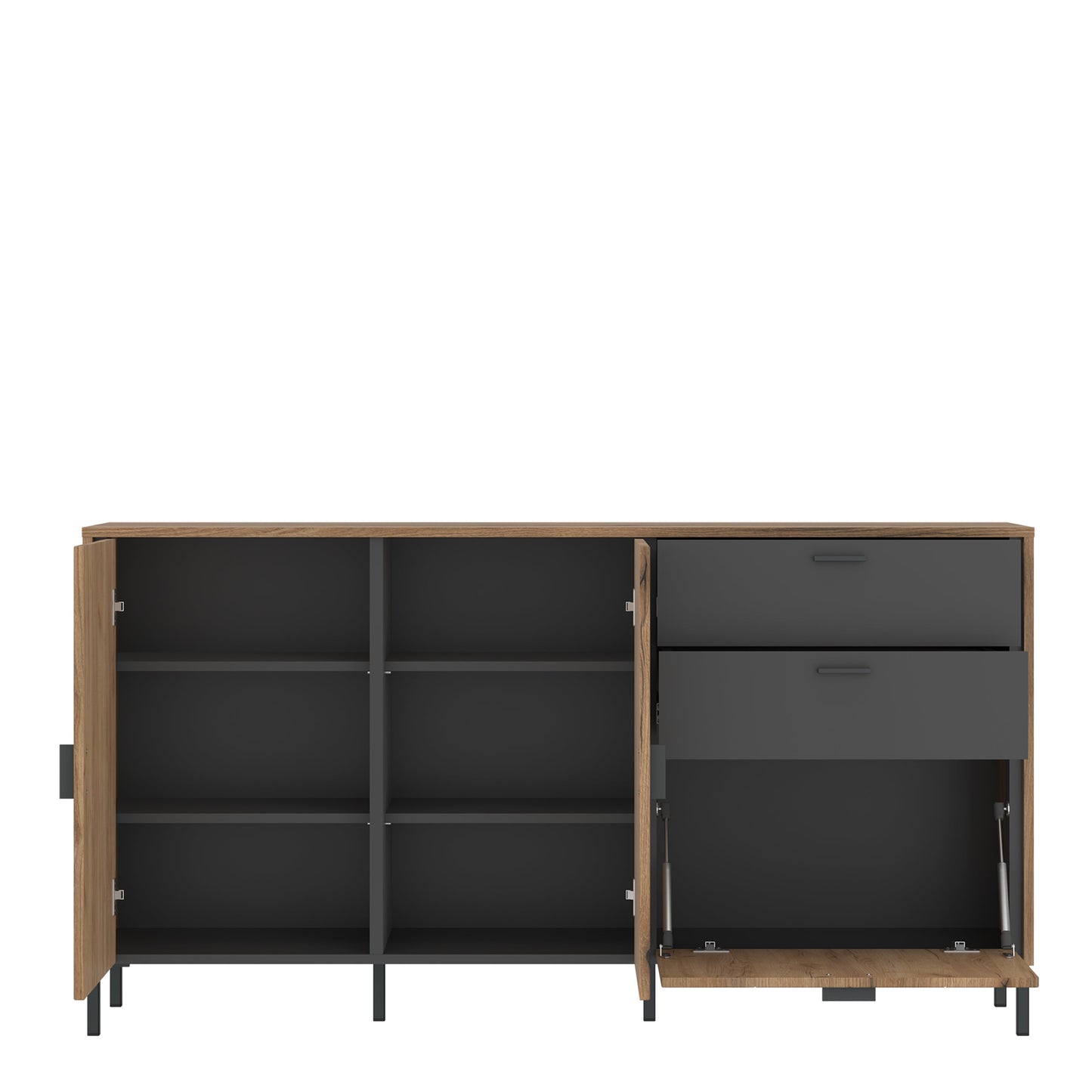 Cote | Furniture Arundel Sideboard, 2 Door + 2 Drawer + 1 Pull Down Flap - Oak & Grey Arundel, Sideboards 4W617197