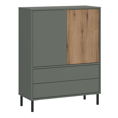 Cote | Furniture Darwin Sideboard, 2 Door + 2 Drawers - Green & Oak Darwin, Sideboards 4W617242