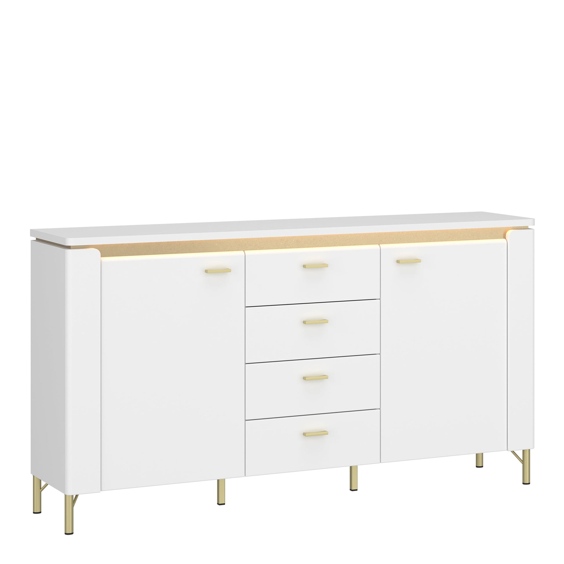 Cote | Furniture Lazio Sideboard, 2 Door + 4 Drawer - White & Gold Lazio, Sideboards 4W617681