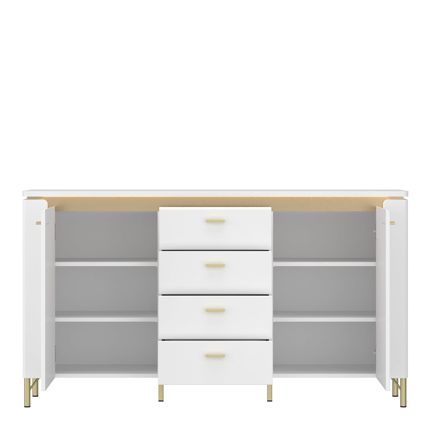 Cote | Furniture Lazio Sideboard, 2 Door + 4 Drawer - White & Gold Lazio, Sideboards 4W617681