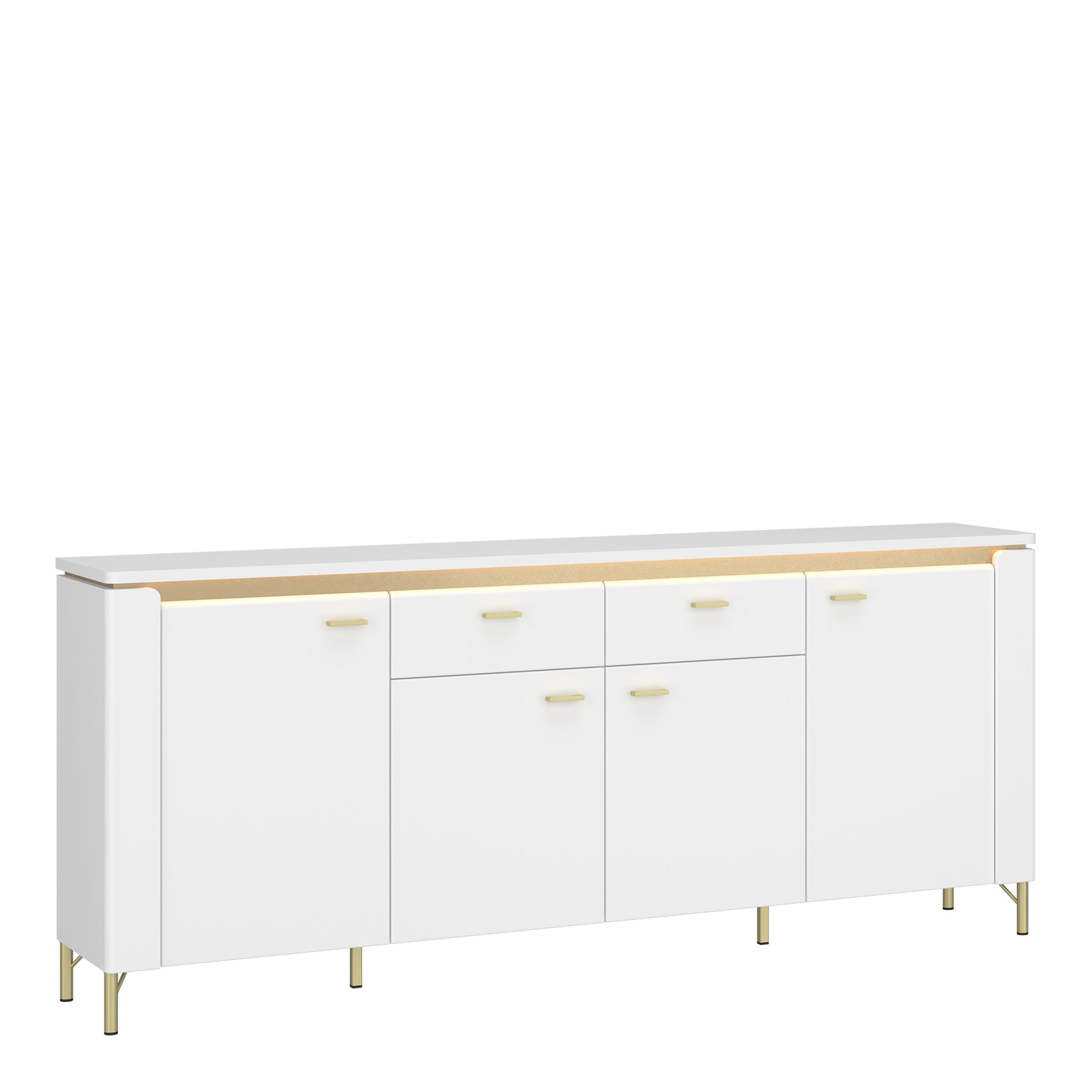 Cote | Furniture Lazio Sideboard, 4 Door + 2 Drawer - White & Gold Lazio, Sideboards 4W617682