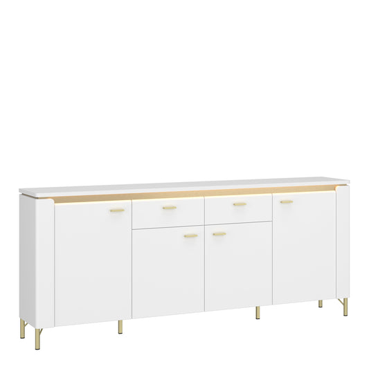 Cote | Furniture Lazio Sideboard, 4 Door + 2 Drawer - White & Gold Lazio, Sideboards 4W617682