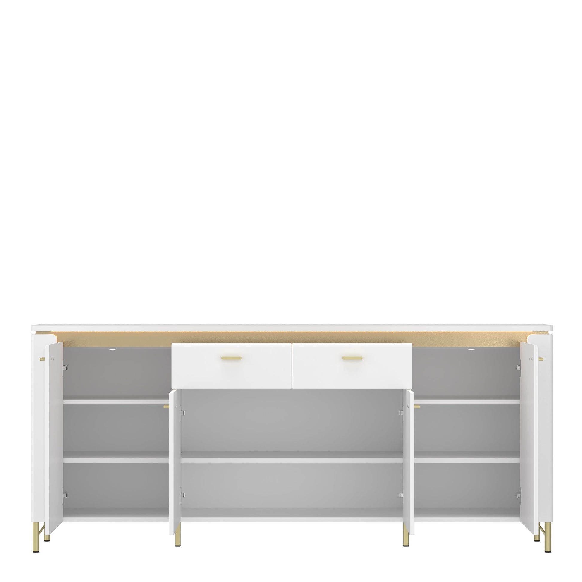 Cote | Furniture Lazio Sideboard, 4 Door + 2 Drawer - White & Gold Lazio, Sideboards 4W617682