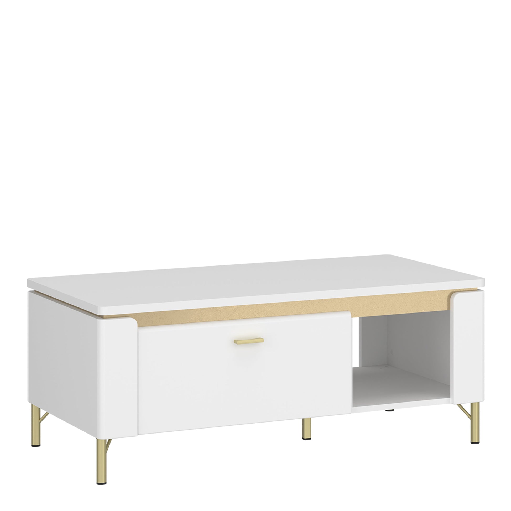 Cote | Furniture Lazio Coffee Table, 1 Drawers - White & Gold Lazio, Coffee Tables 4W617685