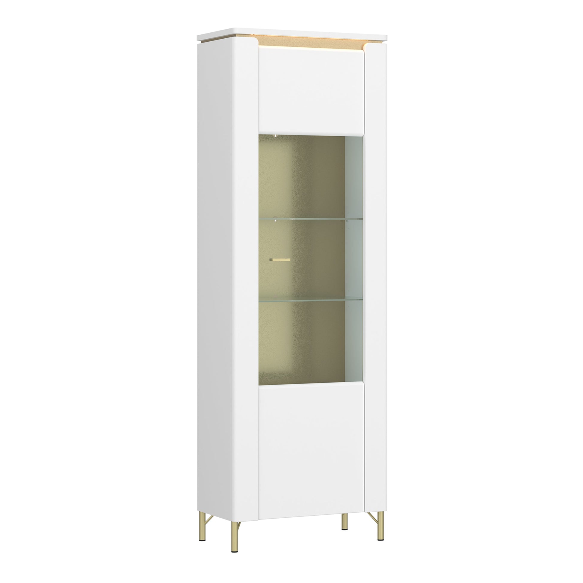 Cote | Furniture Lazio Display Cabinet, 1 Door - White & Gold Lazio, Display Cabinets 4W617687