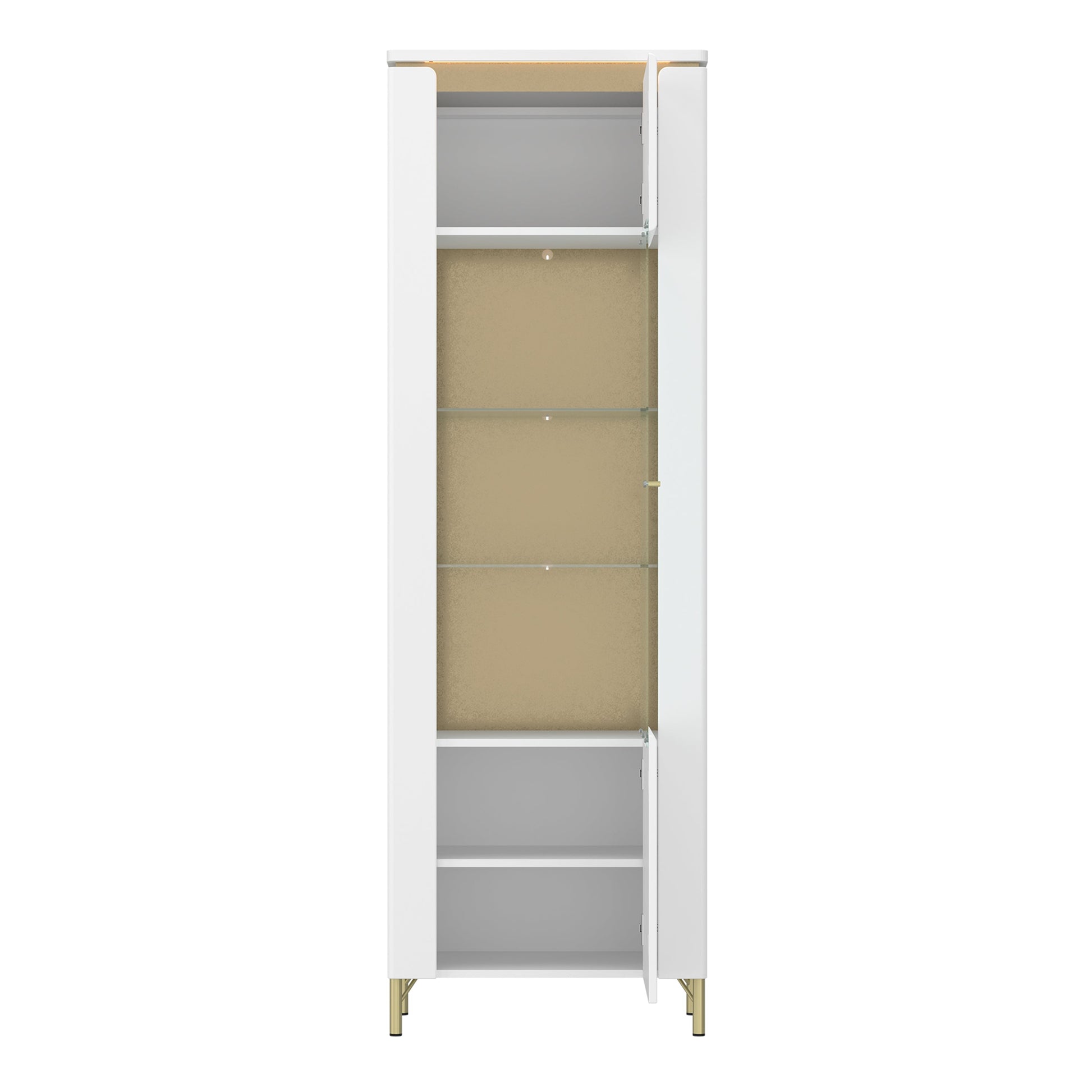 Cote | Furniture Lazio Display Cabinet, 1 Door - White & Gold Lazio, Display Cabinets 4W617687