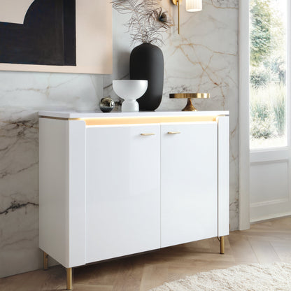 Cote | Furniture Lazio Sideboard, 2 Door - White & Gold Lazio, Sideboards 4W61768