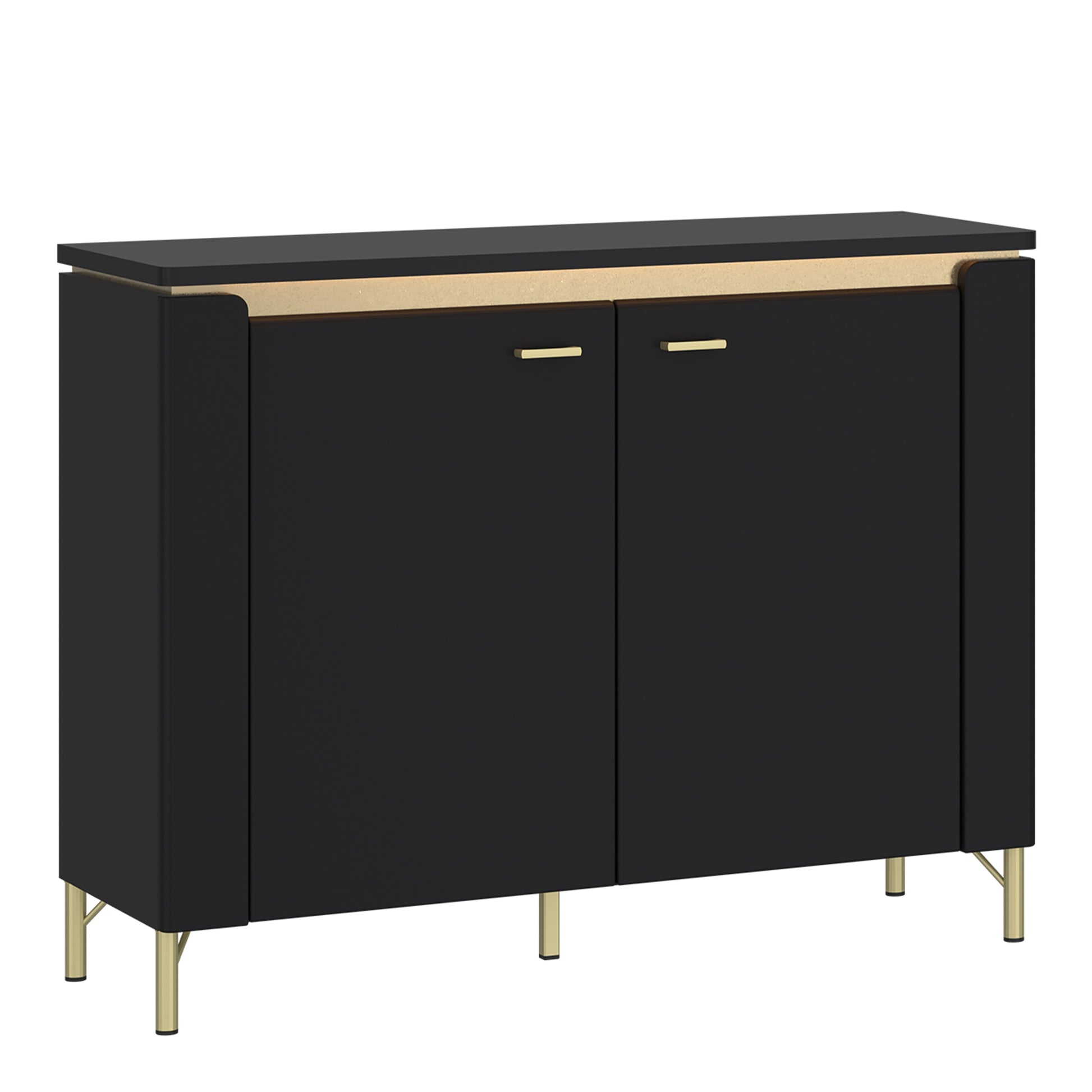 Cote | Furniture Genoa Sideboard, 2 Door - Black & Gold Genoa, Sideboards 4W617691