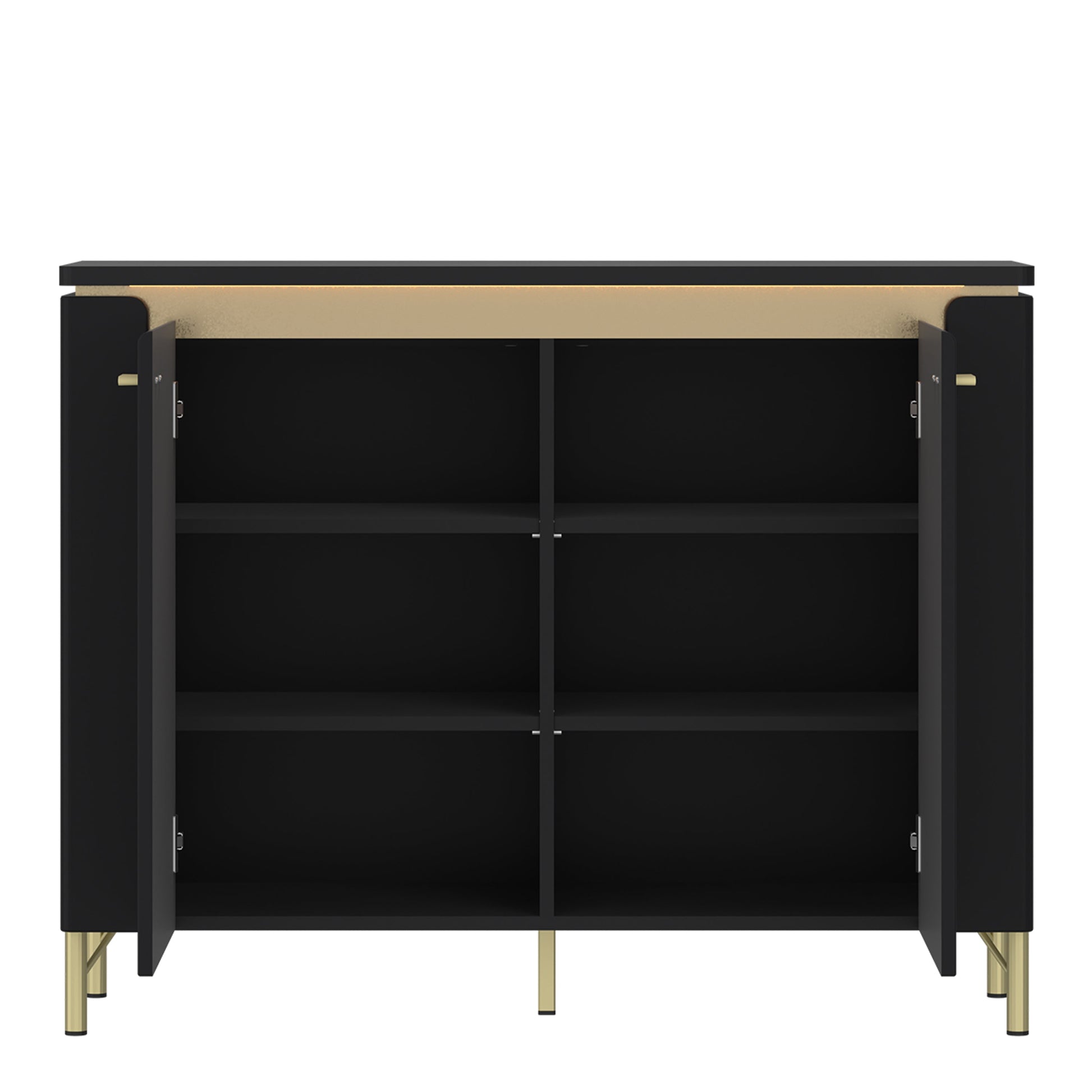 Cote | Furniture Genoa Sideboard, 2 Door - Black & Gold Genoa, Sideboards 4W617691