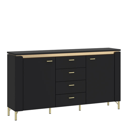 Cote | Furniture Genoa Sideboard, 2 Door + 4 Drawer - Black & Gold Genoa, Sideboards 4W617692