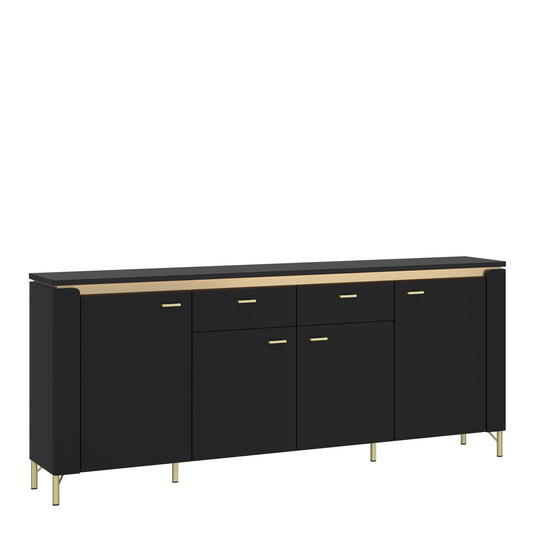 Cote | Furniture Genoa Sideboard, 4 Door + 2 Drawer - Black & Gold Genoa, Sideboards 4W617693