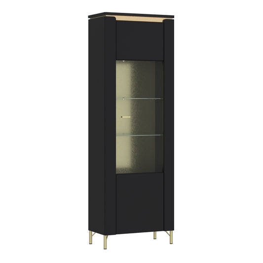 Cote | Furniture Genoa Display Cabinet, 1 Door - Black & Gold Genoa, Display Cabinets 4W617698