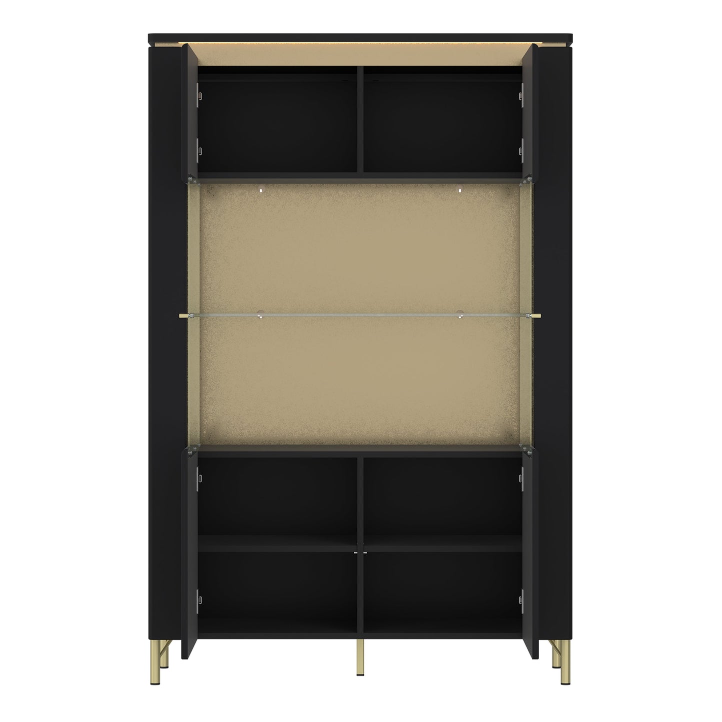 Cote | Furniture Genoa Display Cabinet, 2 Door - Black & Gold Genoa, Display Cabinets 4W617699