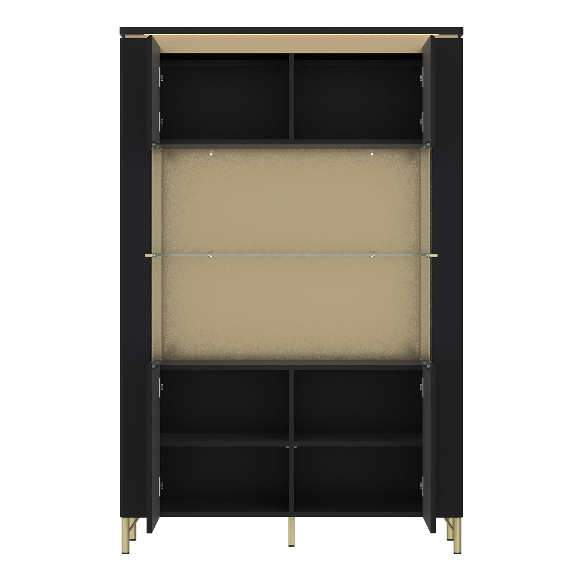 Cote | Furniture Genoa Display Cabinet, 2 Door - Black & Gold Genoa, Display Cabinets 4W617699