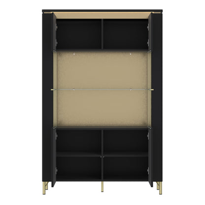 Cote | Furniture Genoa Display Cabinet, 2 Door - Black & Gold Genoa, Display Cabinets 4W617699