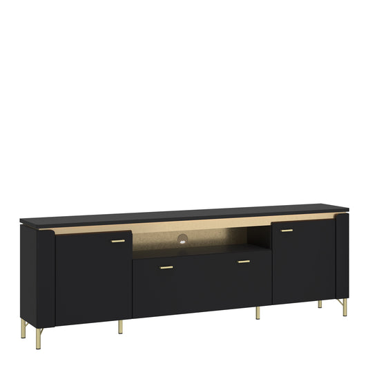 Cote | Furniture Genoa TV Unit, 2 Door + 1 Drawer, 200cm Wide - Black & Gold Genoa, TV Stands 4W61769