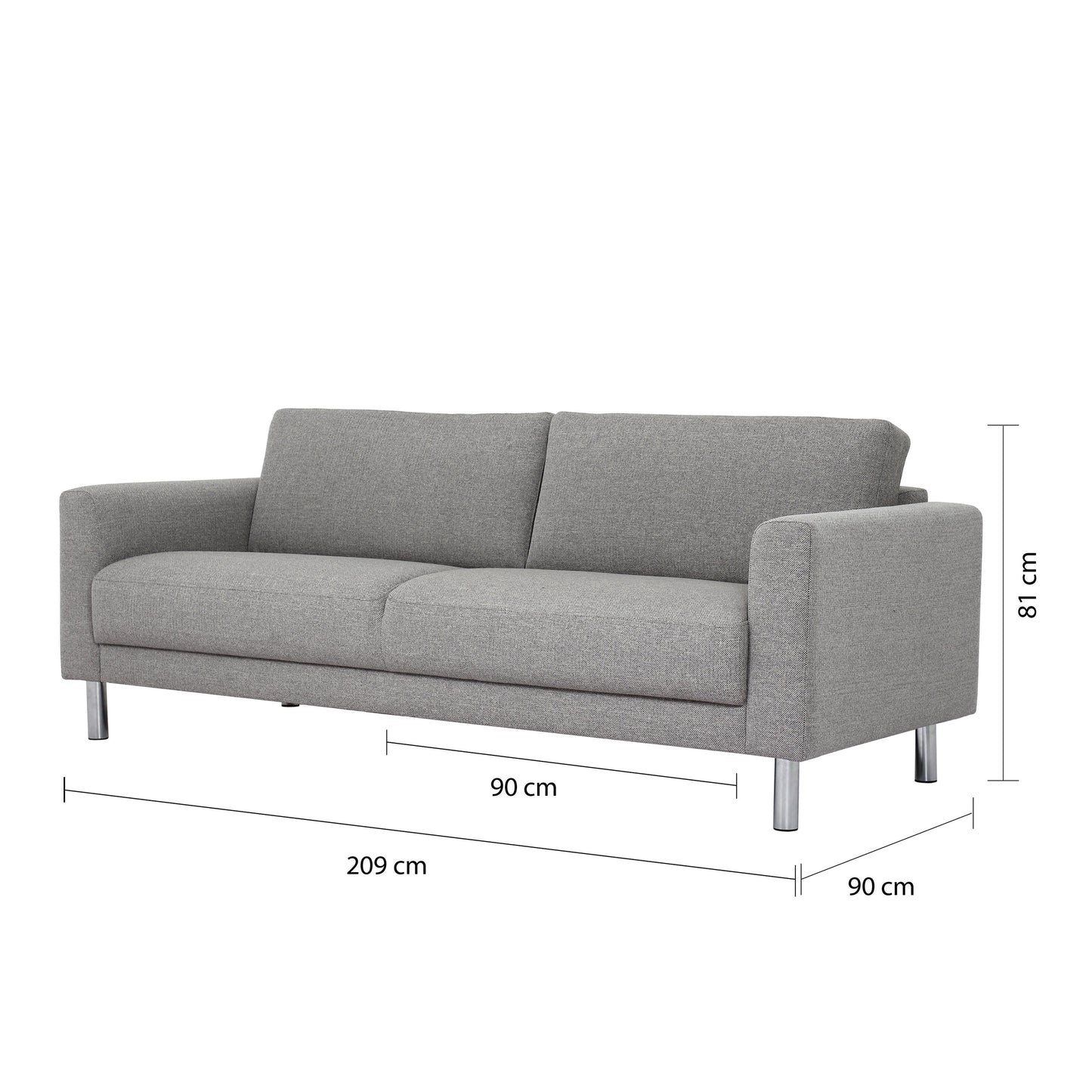 Cote | Furniture Cleveland 3 Seater Sofa - Nova Light Grey Cleveland, Sofas 60130107