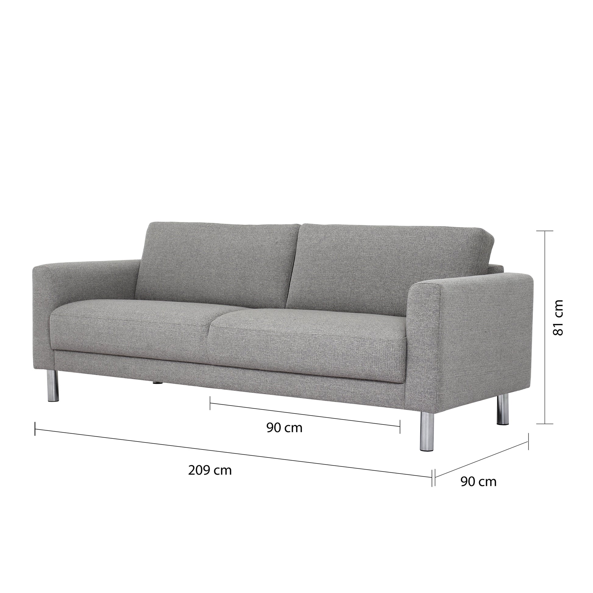 Cote | Furniture Cleveland 3 Seater Sofa - Nova Light Grey Cleveland, Sofas 60130107