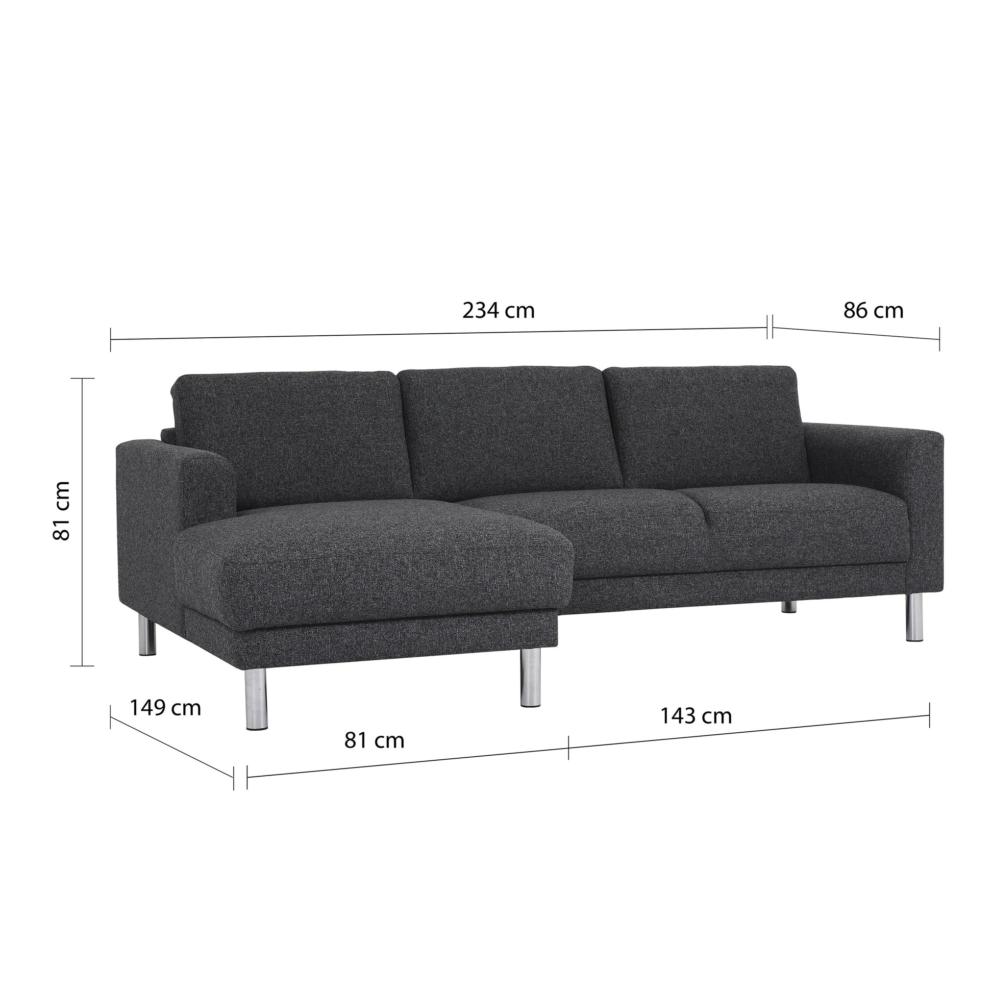 Cote | Furniture Cleveland Chaise Longue Sofa (LH) - Nova Anthracite Cleveland, Sofas 60142116