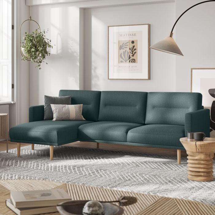 Cote | Furniture Larvik Chaise Longue Sofa  (LH) - Oak Legs, Dark Green Larvik, Sofas 6034238347