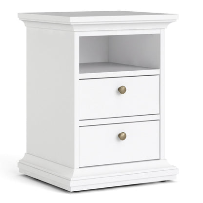 Cote | Furniture Paris 3 Piece Bedroom Set - Bedside Table, Chest and 2 Door Wardrobe - White Paris, BUNDLE 7014949p1