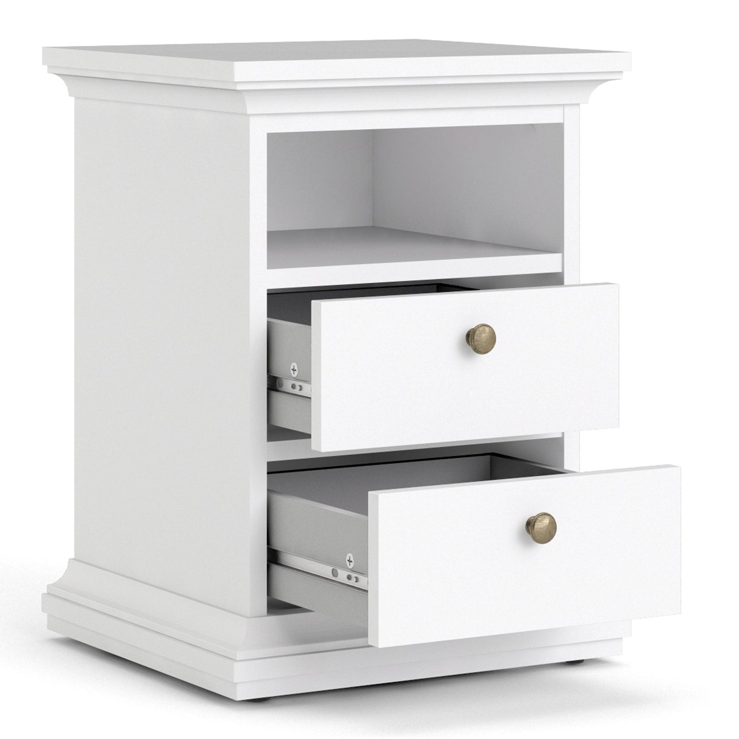 Cote | Furniture Paris 3 Piece Bedroom Set - Bedside Table, Chest and 2 Door Wardrobe - White Paris, BUNDLE 7014949p1