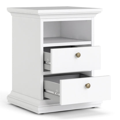 Cote | Furniture Paris 3 Piece Bedroom Set - Bedside Table, Chest and 2 Door Wardrobe - White Paris, BUNDLE 7014949p1