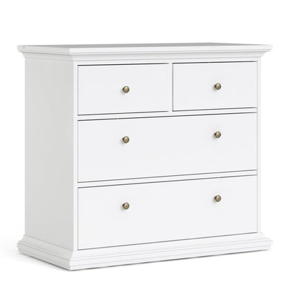 Cote | Furniture Paris 3 Piece Bedroom Set - Bedside Table, Chest and 2 Door Wardrobe - White Paris, BUNDLE 7014949p1